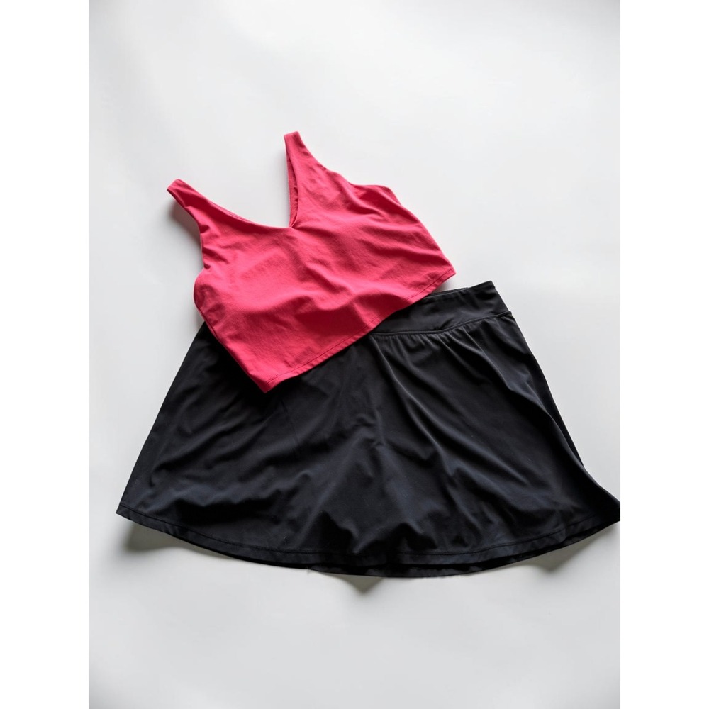 Zella Black Athletic‎ Skort & All In Motion Pink Shelf Bra Tank Set Women's XXL